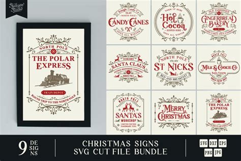 Vintage Christmas Signs SVG Bundle (1711214)