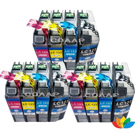 12 printer ink cartridges Compatible for Brother LC 121 LC 123 LC 125 LC 127 XL with Chip-in Ink ...