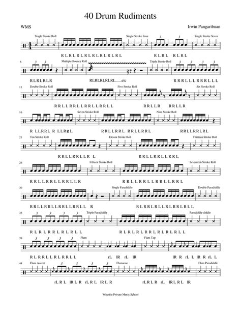 40 Drum Rudiments Sheet music for Percussion | Download free in PDF or MIDI | Musescore.com