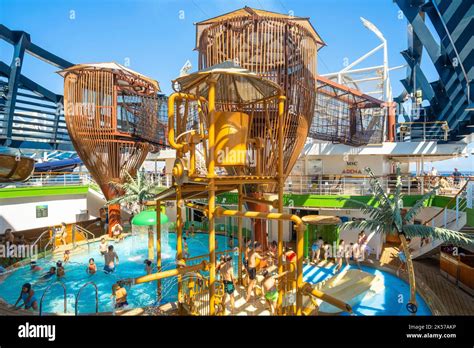 Italy, on board the MSC Seaside cruise ship, Jungle Forest water park ...