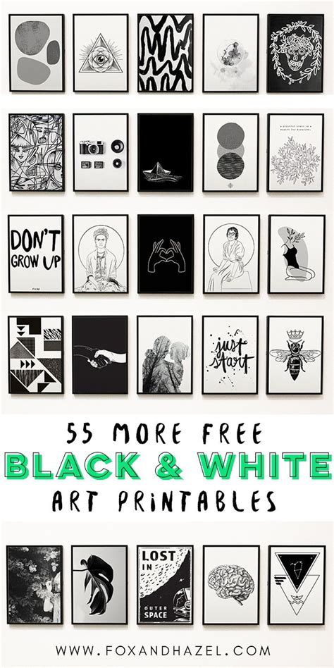 55 More Free Black and White Art Printables | Fox + Hazel | Free art prints, Free wall art ...