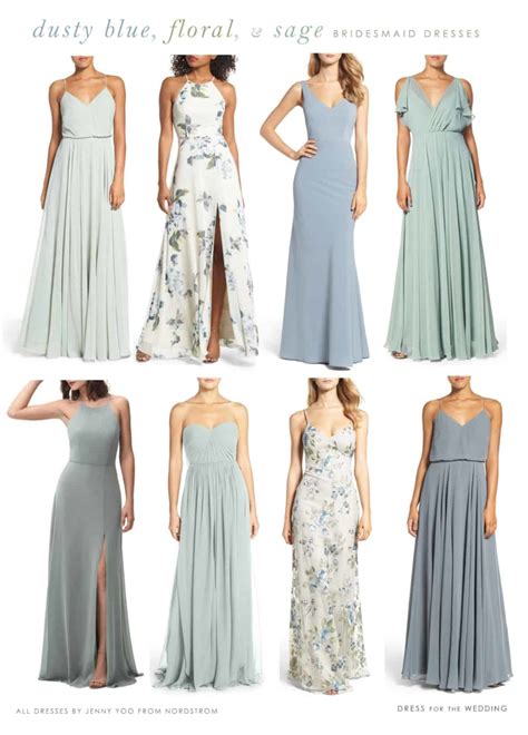 Light Blue, Floral, and Sage Green Mix and Match Bridesmaid Dresses - Dress for the Wedding