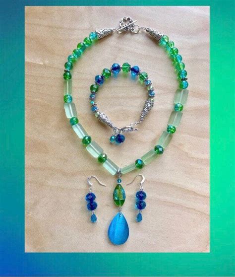 Green & Turquoise Jewelry Set Green Jewelry Crystal Jewelry | Etsy