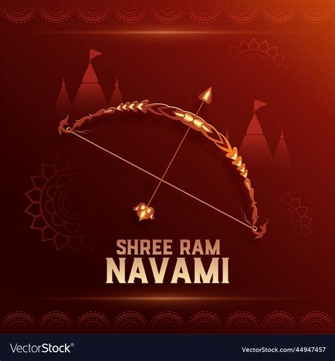 Shree ram navami greeting with bow and arrow Vector Image