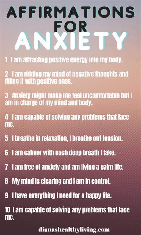 100 POSITIVE AFFIRMATIONS FOR ANXIETY | Diana's Healthy Living