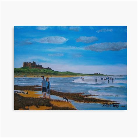 "Bamburgh Castle & Beach" Canvas Print by CrossanArt | Redbubble