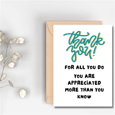 Printable Thank You for All You Do Card Instant Download - Etsy | Teacher appreciation cards ...