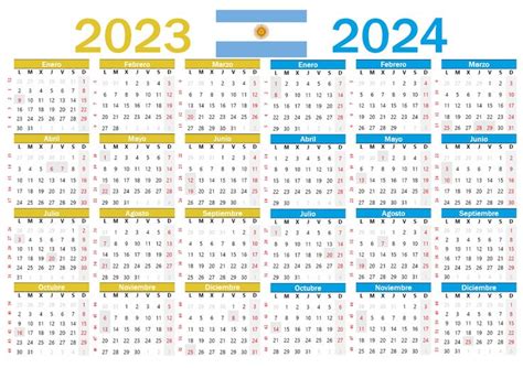 calendario 2023 2024 para imprimir argentina | Calendario, Calendario de colombia, Dia de la ...