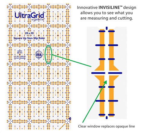 QuiltCut UltraGrid Square Up Quilting Ruler – 4 Piece 10½" & 20" Jumbo ...