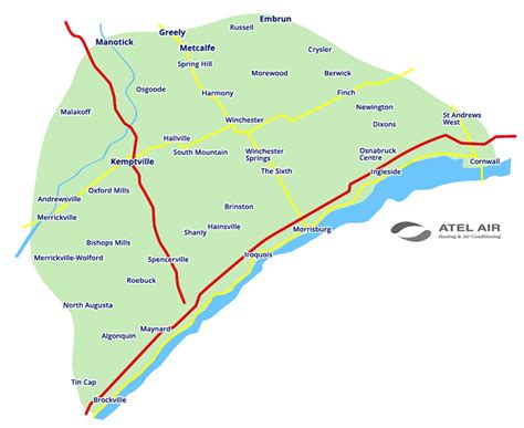 Service Area Map - Kemptville, Prescott, Cornwall, On