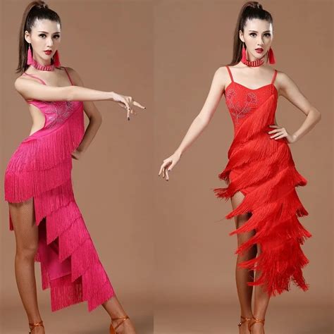 costumes cha cha dance tassel sequin fringe women ballroom competition ...