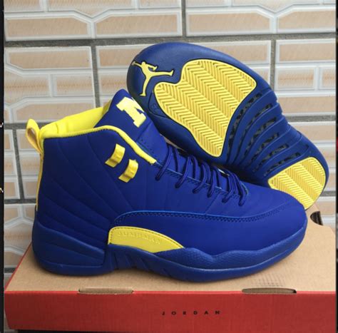 2018 New Arrival Nike Air Jordan 12 Basketball Shoes Blue Yellow | Jordans girls, Jordan shoes ...