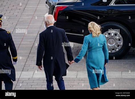 President Joe Biden and first lady Jill Biden, depart after the 59th Presidential Inauguration ...