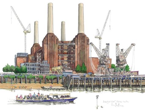 A painting of Battersea Power station in London.