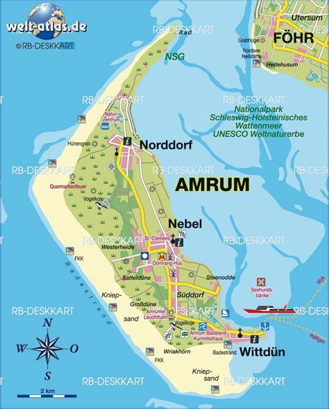 Karte von Amrum (Deutschland, Schleswig-Holstein) - #Amrum #Deutschland #Karte #map # ...