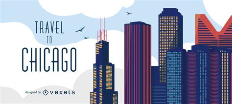 Travel To Chicago Skyline Vector Download