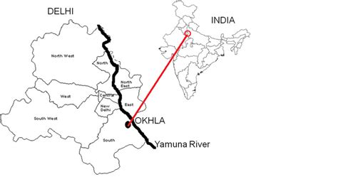 Map of India, pointing out the location of Okhla Bird Sanctuary ...