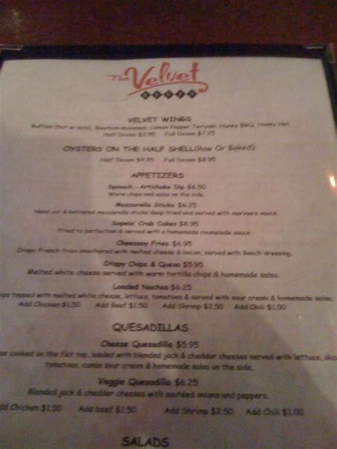 Menu at Velvet Elvis Grille and Tap pub & bar, Milledgeville