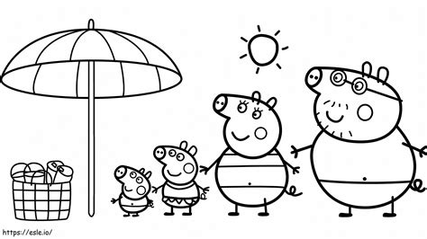 Peppa Pig Family On The Beach coloring page