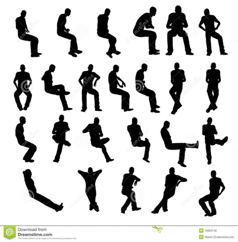 Silhouette Illustration of a Man Sitting in Different Poses