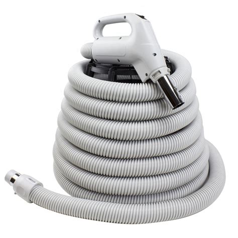 UNIVERSAL Complete Hose with Button for Central Vac - 24v 1 3/8 X 30' - Gas Pump - Grey ...