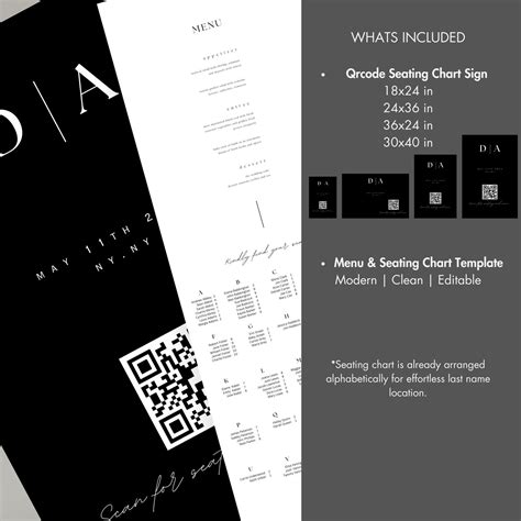 Black QR Code Wedding Seating Chart,wedding Seating Arrangement,wedding Reception Seating Chart ...