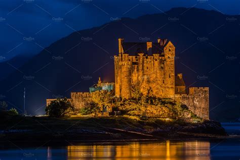 Eilean donan castle in the night stock photo containing castle and scottish | Architecture Stock ...