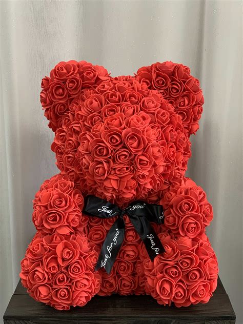 Faux Red Rose Teddy Bear in Temple City, CA | Four Season Florist and Gifts