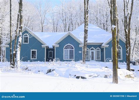 Winter Landscape and Typical Canadian House Design Editorial Stock ...