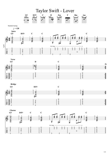 Taylor Swift – Lover Chords and TAB | 9to42