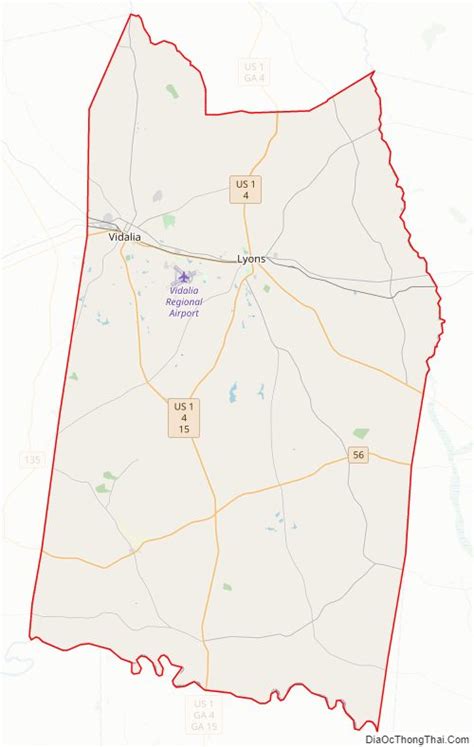 Map of Toombs County, Georgia - Thong Thai Real