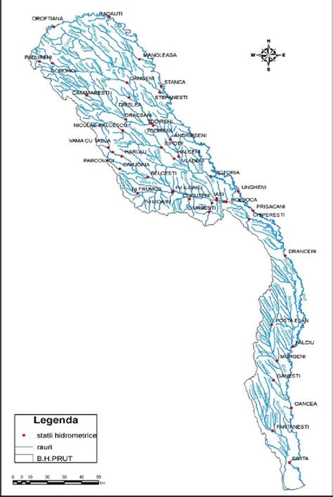 The positioning map with River Prut hydromteric stations | Download ...