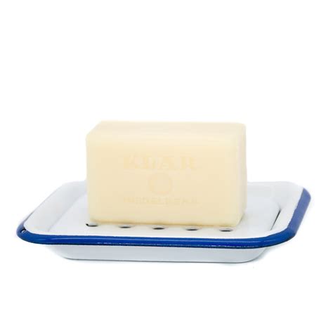 Klar - soap dish enamel, white blue