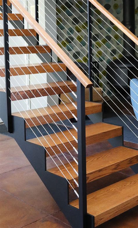 Mid–Century Modern Home Open Stairs - Pittsford, NY | Keuka Studios | Stair railing design ...