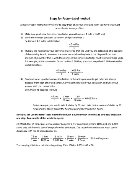 Steps for Factor-Label method