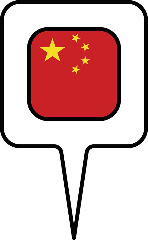 China flag Map pointer icon, square design. 22121539 PNG