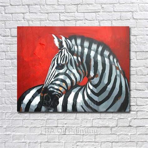 Free shipping Lovely Zebra Handpainted Modern Home Decoration Oil Painting Wall Paintings Animal ...