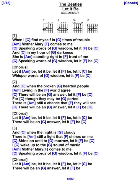 The Beatles - Let It Be | Guitar Chords and Lyrics