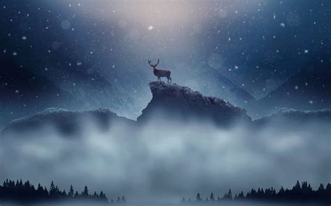 Christmas Deer Snowfall | Snowfall wallpaper, Christmas deer, Deer wallpaper