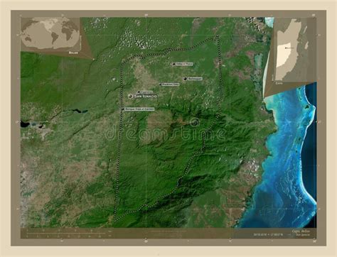 Cayo, Belize. High-res Satellite. Labelled Points of Cities Stock ...