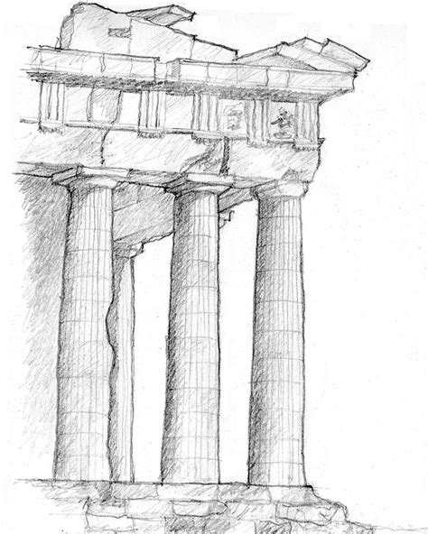 In-situ sketch of the corner of the Parthenon at the Acropolis, Athens, Greece #Parthenon # ...