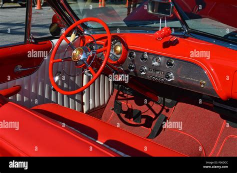 The interior of a 1951 Ford Convertible car Stock Photo - Alamy