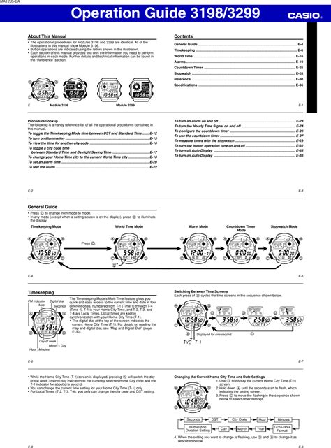 Casio Watch 3299 Users Manual QW 3198_3299