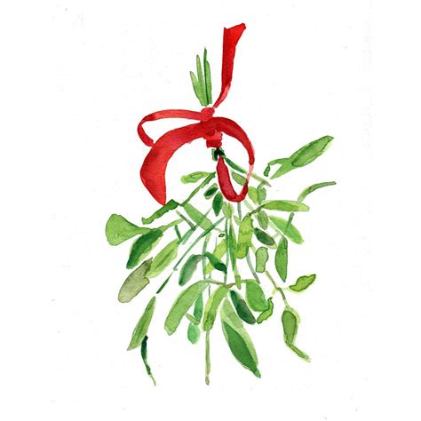 Mistletoe Art print of original watercolor by TheJoyofColor