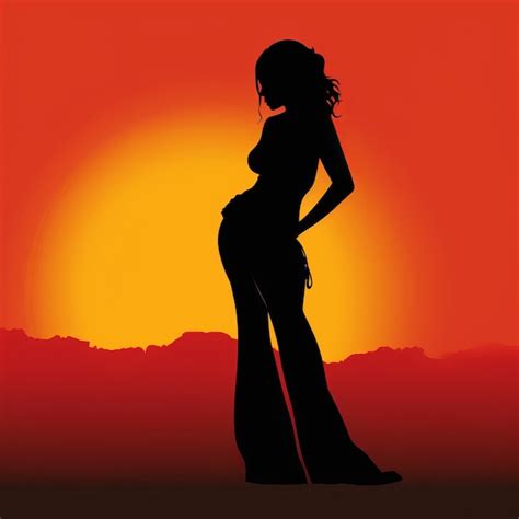 Premium AI Image | silhouette of a woman standing in front of a sunset