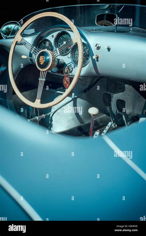 Interior of a Porsche 550 Spyder sports car Stock Photo - Alamy