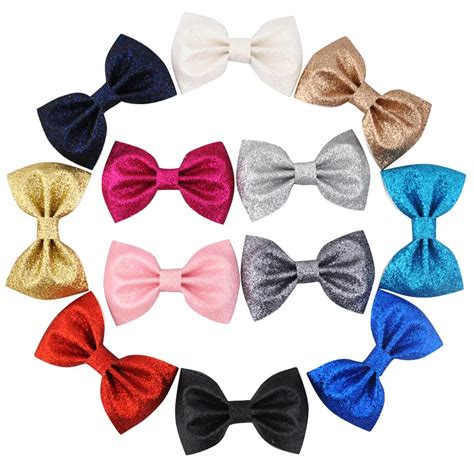 12Pcs/lot 3 Inch Small Bow tie hair Clip with Lovely Girl Boutique Bling hair Bows Clips ...