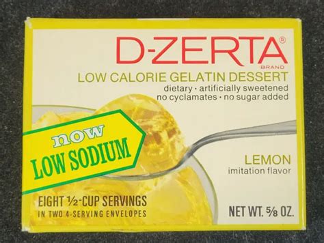 VINTAGE JELL-O JELLO D-Zerta Low Calorie Lemon Gelatin General Foods SEALED £11.82 - PicClick UK