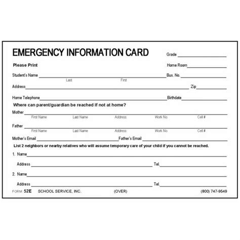 Printable Emergency Contact Cards | Template Business Psd regarding ...