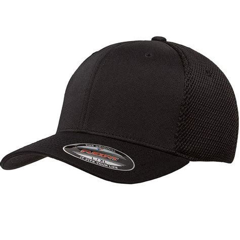 L2KCommerce - L2K Men's Plain Baseball Cap Fitted Air Mesh Flex Fit Curved Visor Hat Black SM ...